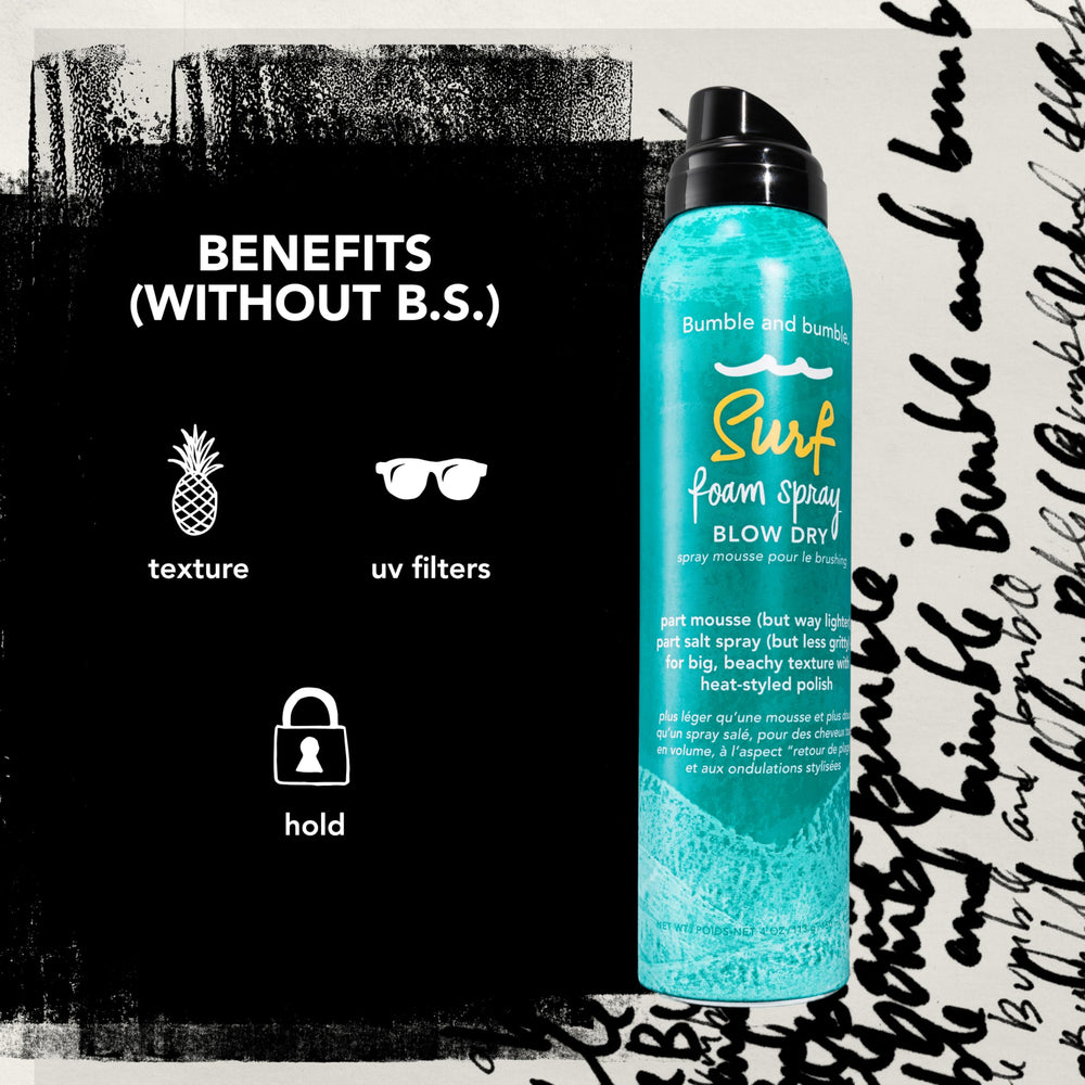Bumble and bumble foam spray dispersing onto hair for even distribution benefit