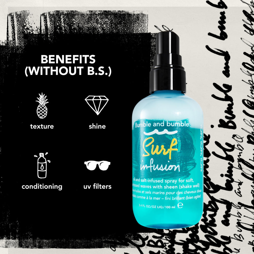 Bumble and bumble tropical oils and sea salt close-up highlighting conditioning and texture benefits