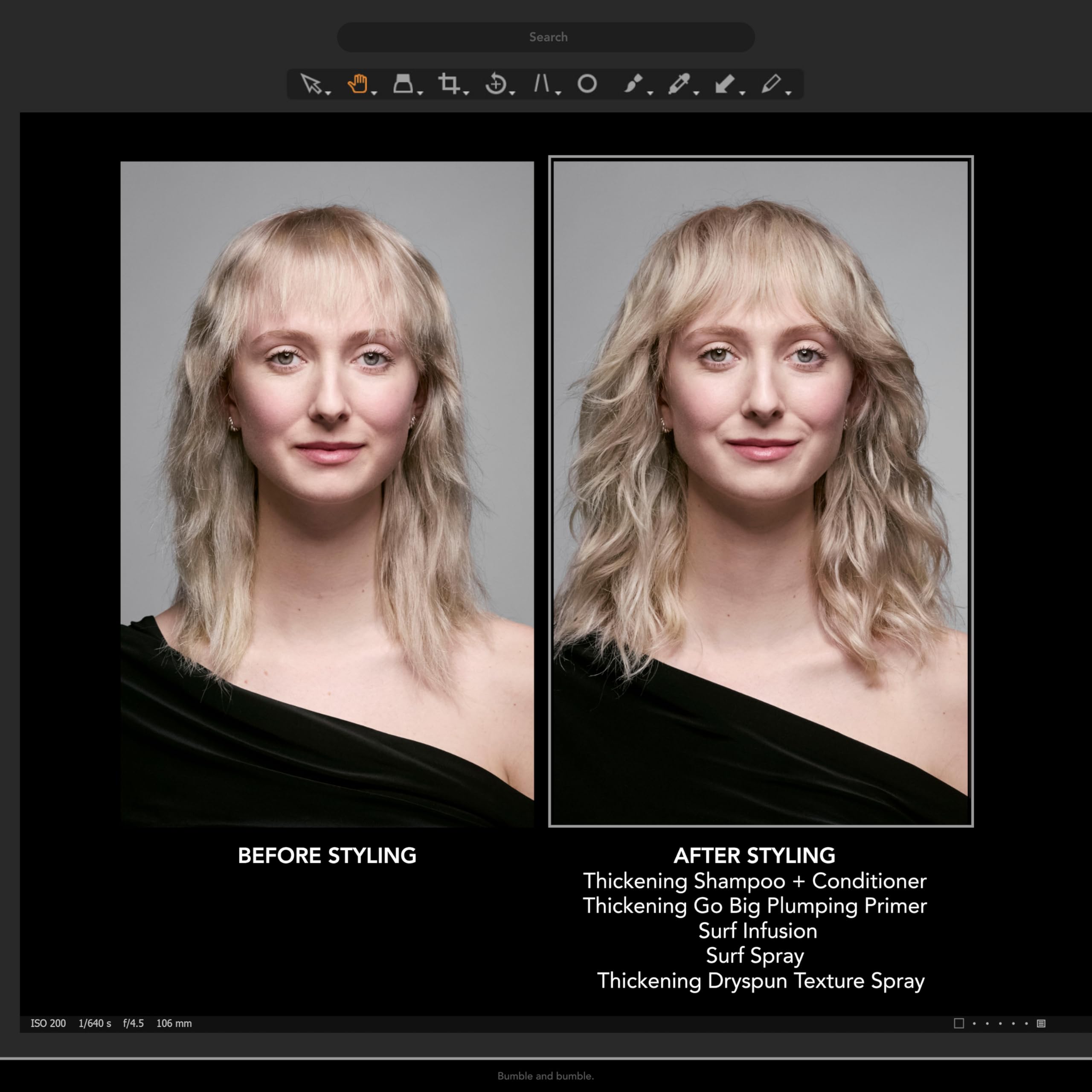 Bumble and bumble fine mist spray close-up demonstrating even application for controlled texture