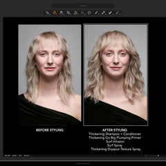Bumble and bumble fine mist spray close-up demonstrating even application for controlled texture