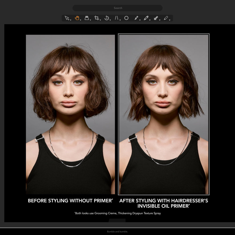 Bumble and bumble texture drop detail highlighting lightweight oil feel and absorption