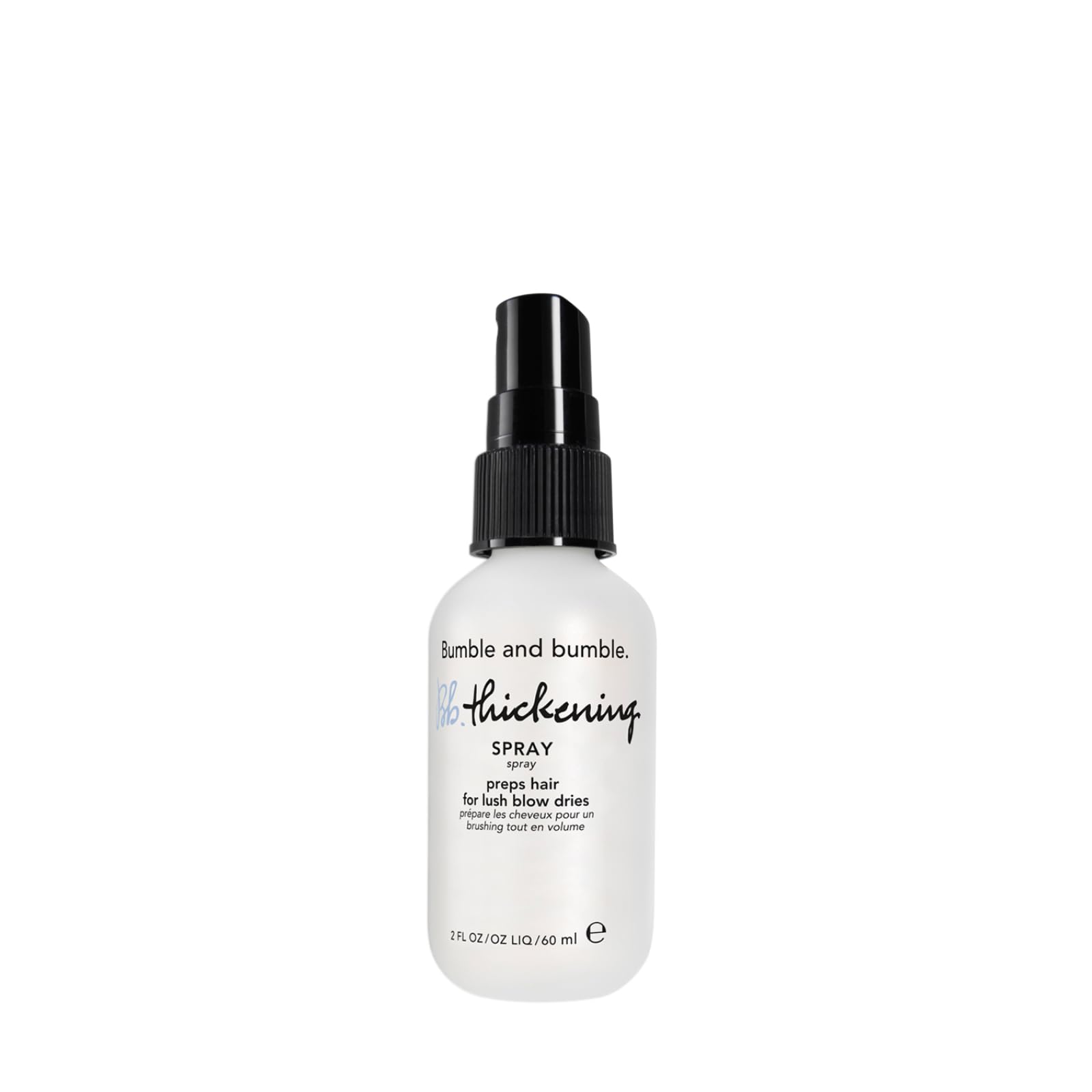 Bumble and bumble front bottle view showing compact travel size and branding benefit