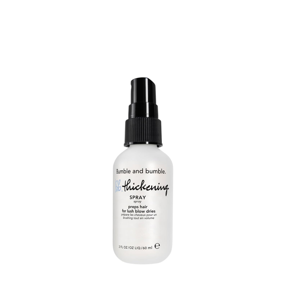 Bumble and bumble front bottle view showing compact travel size and branding benefit