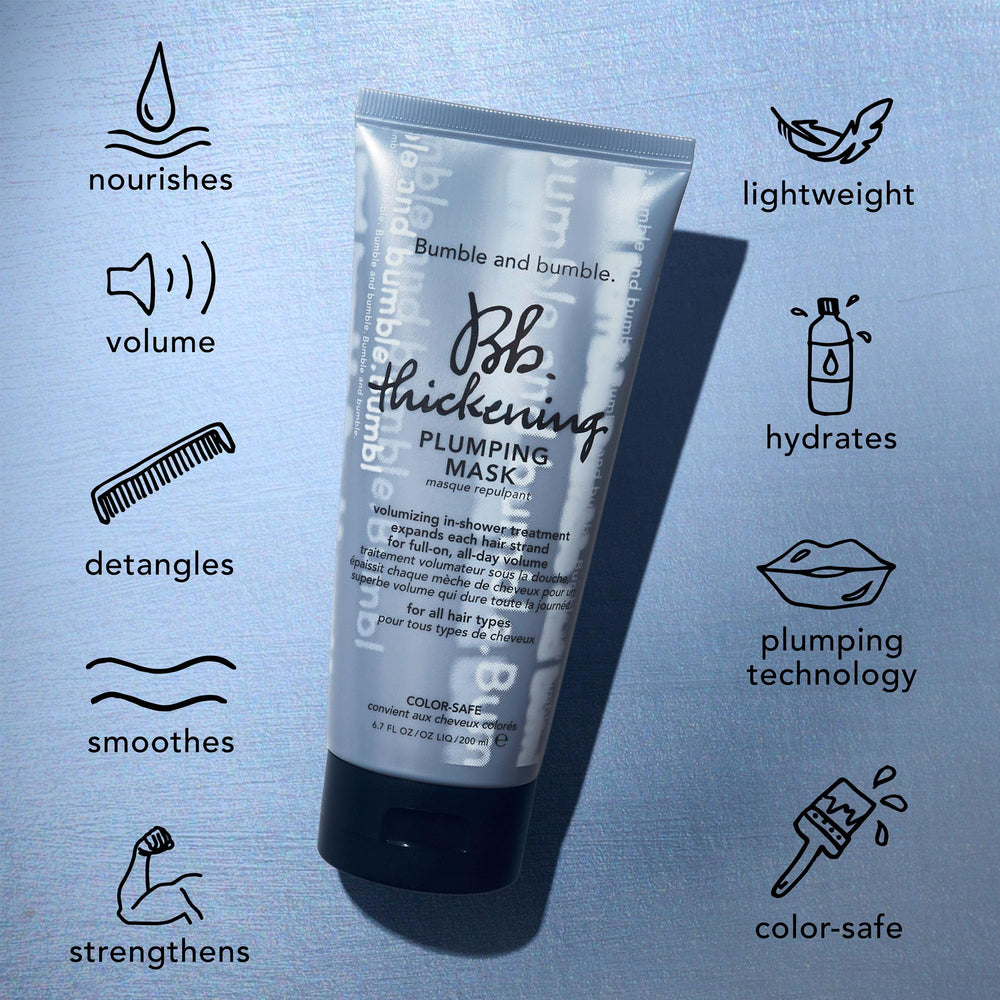 Bumble and bumble jar on bathroom shelf for everyday hair care routine