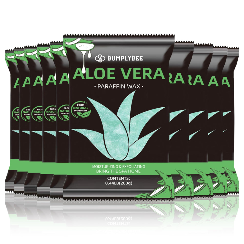 BUMPLYBEE front packaging showing aloe paraffin wax, clear refill benefits