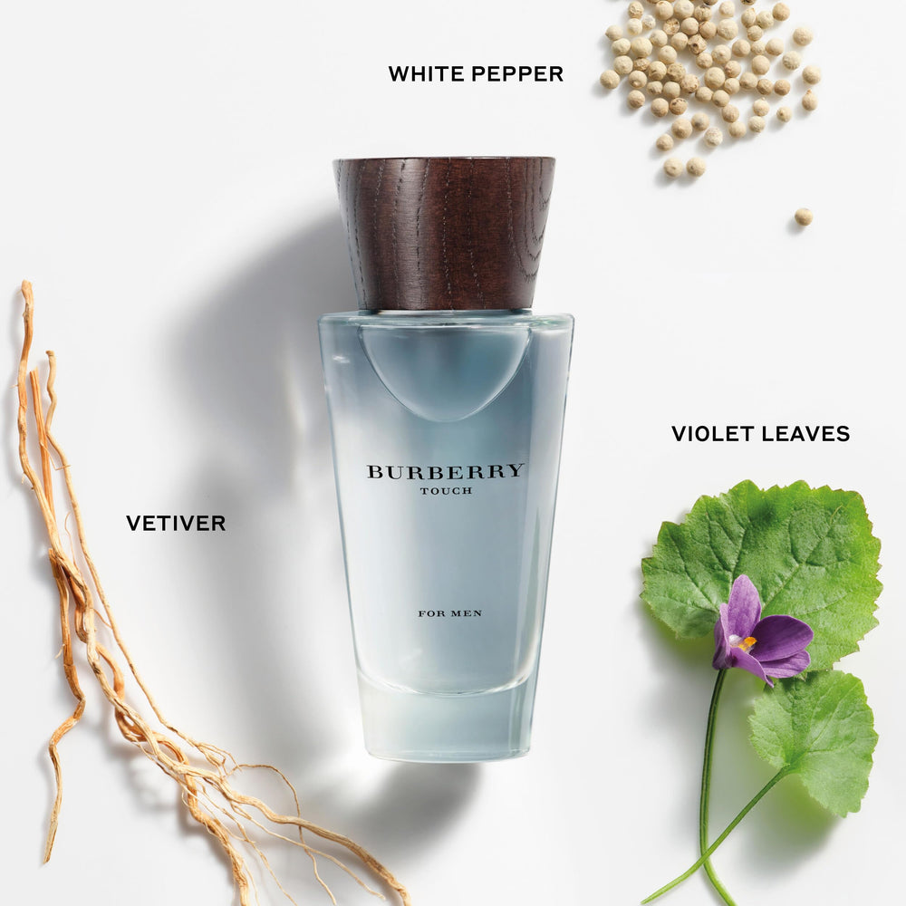 Burberry Touch side view with nozzle visible and easy-spray benefit