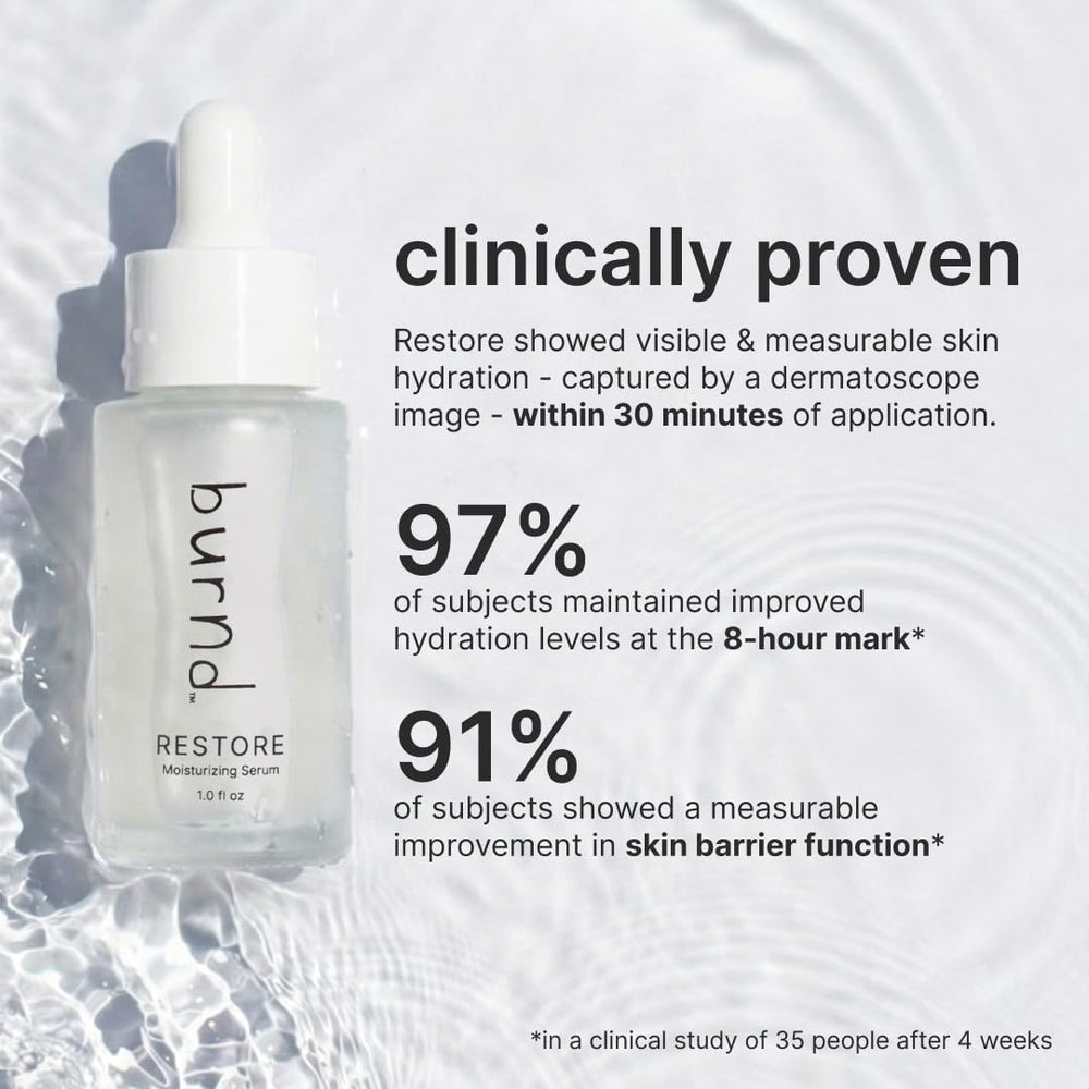burnd application hand pressing serum into skin demonstrating easy layering
