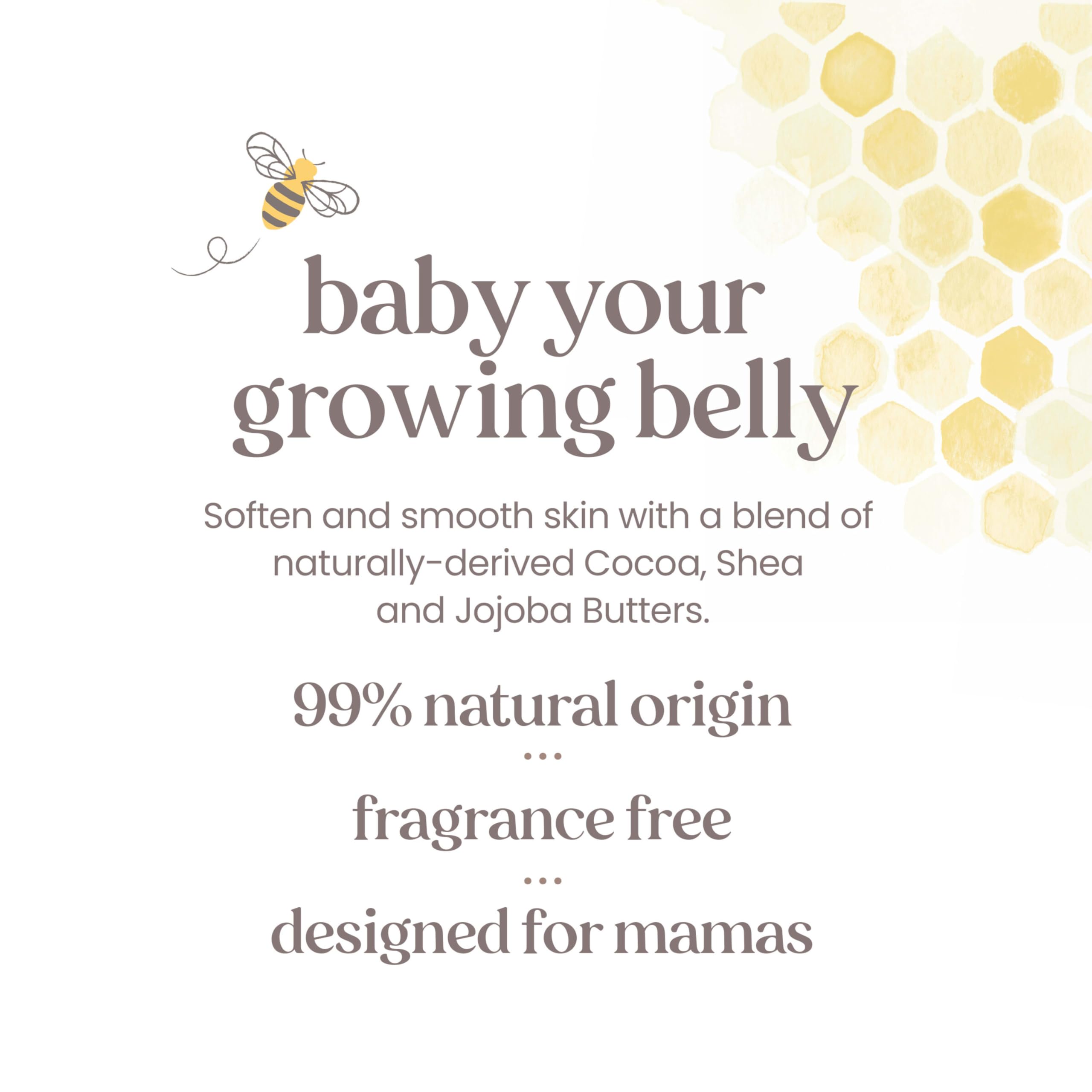 Burt's Bees applied to pregnant belly illustrating comfort and softness
