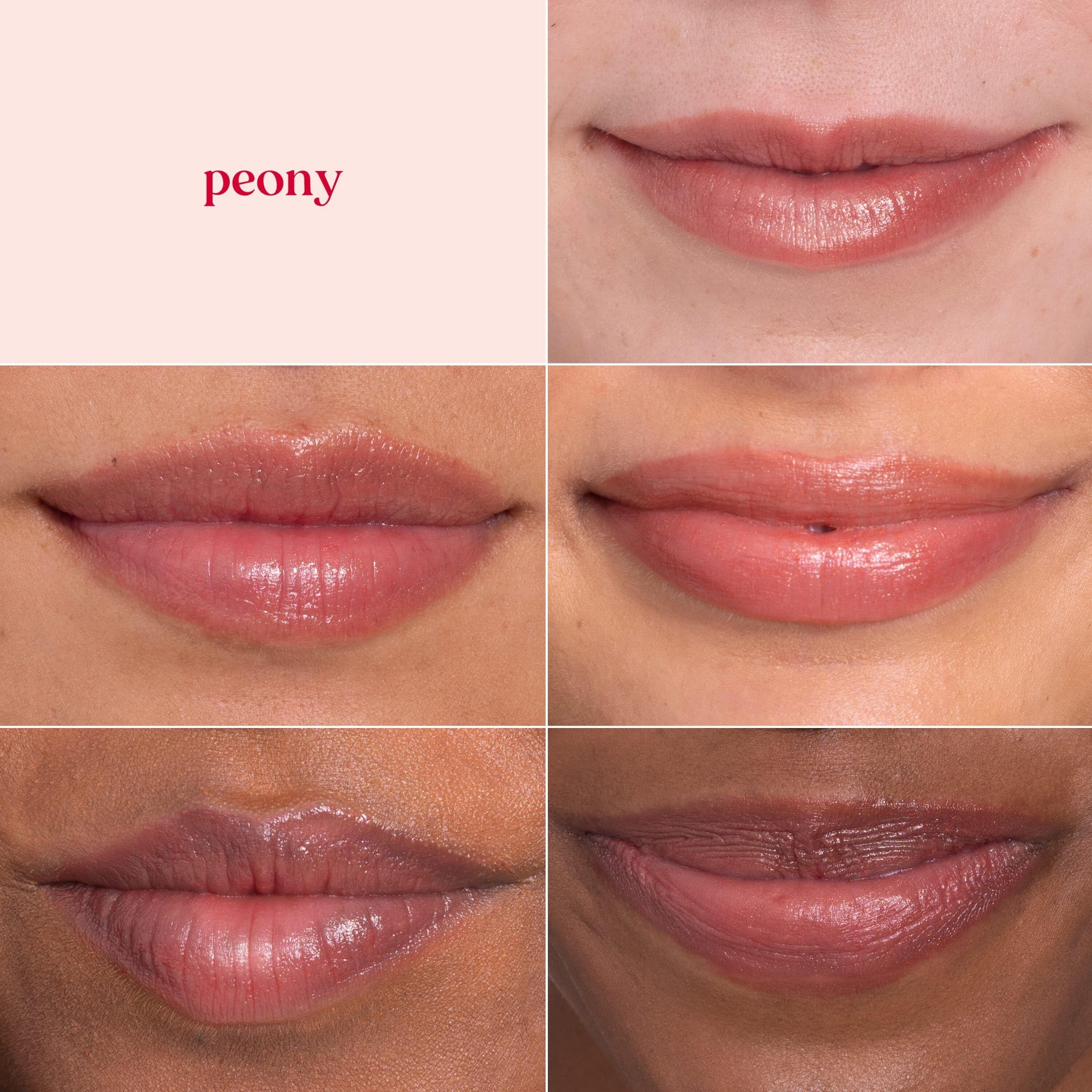 Burt's Bees application on lips demonstrating warm rosy-pink and shine