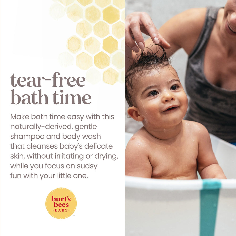 Burt's Bees bottle staged with bath toys illustrating convenient use