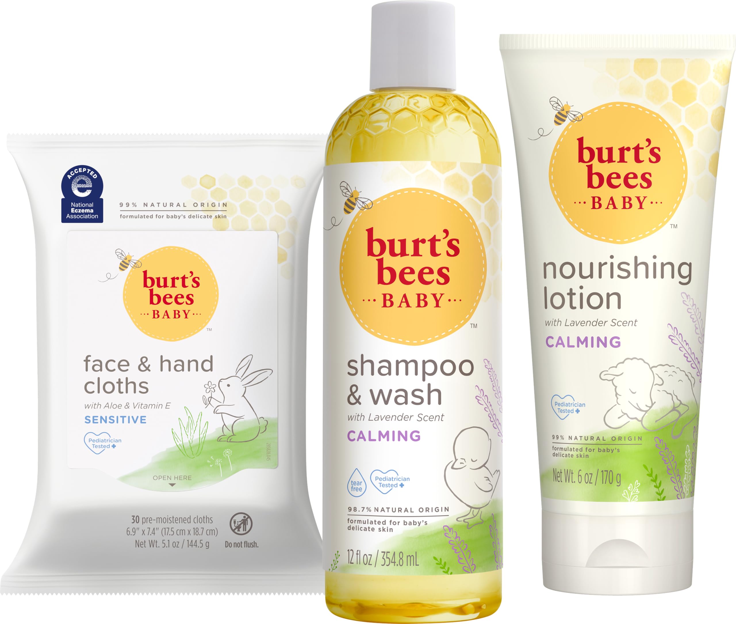 Burt's Bees baby gift set front packaging showing all included essentials and benefits