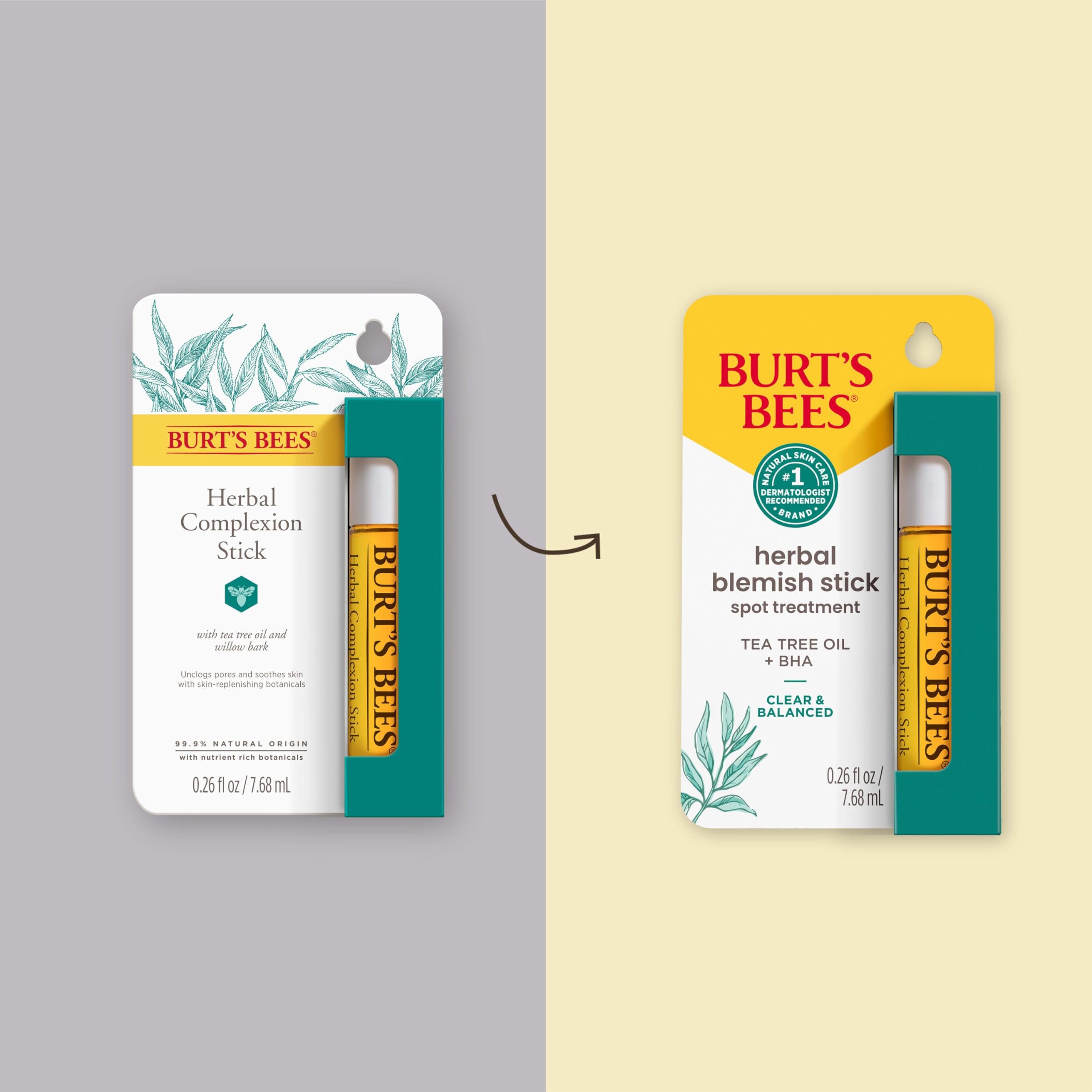 Burt's Bees twist-up tip exposed for direct spot application, precise control benefit