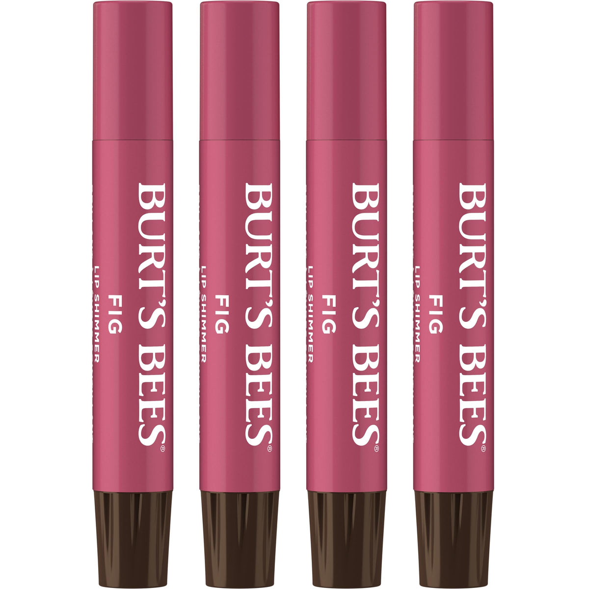 Burt's Bees front packaging showing fig shimmer tint and recyclable carton benefit