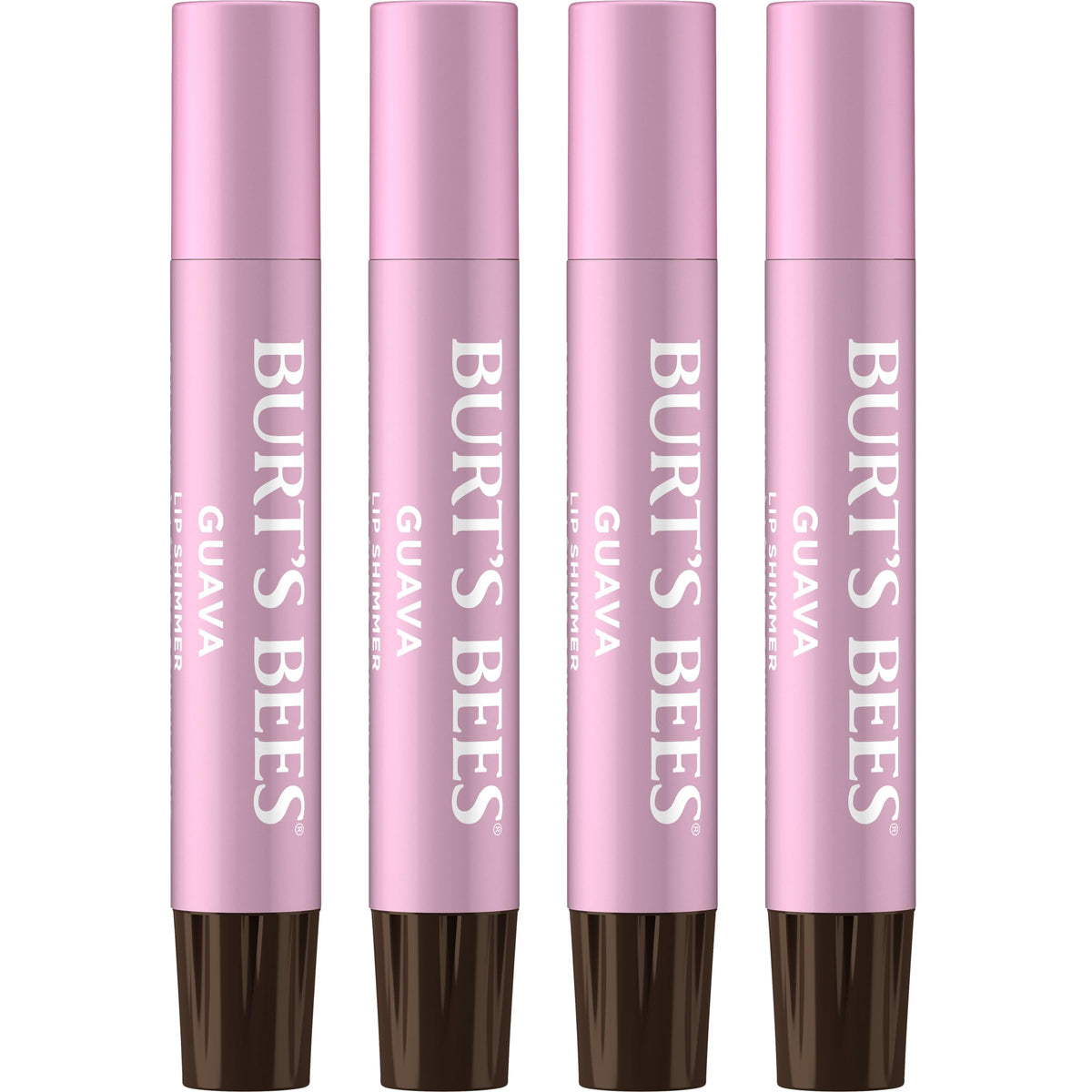 Burt's Bees front packaging guava 4-pack showing value and natural shine