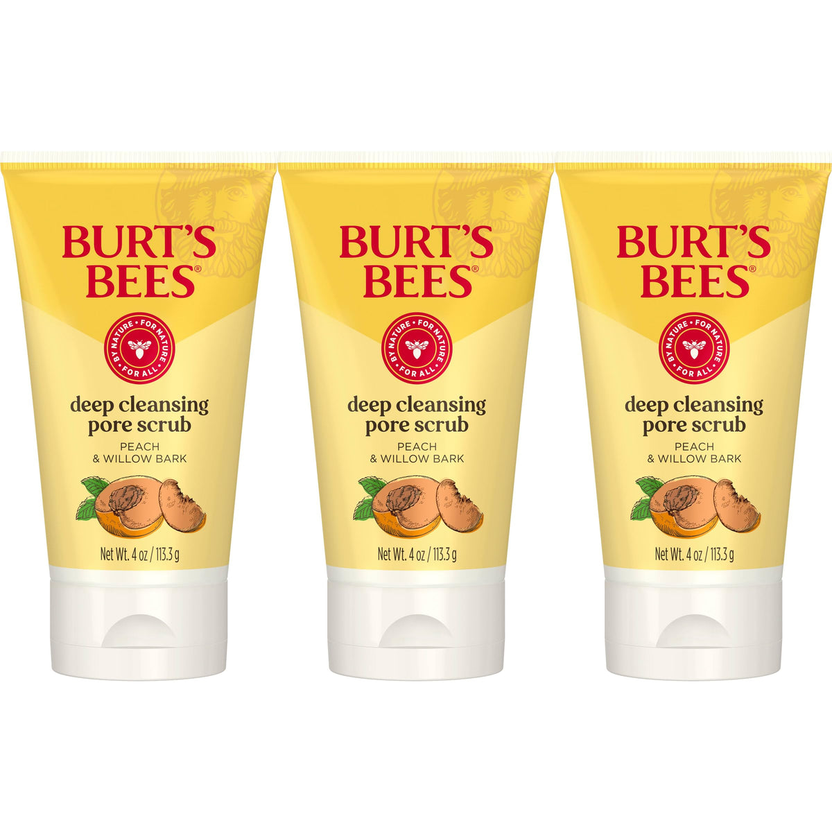 Burt's Bees front packaging showing peach and willow bark benefits