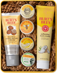 Burt's Bees gift tin showing six skincare products and recyclable packaging benefit quick gifting