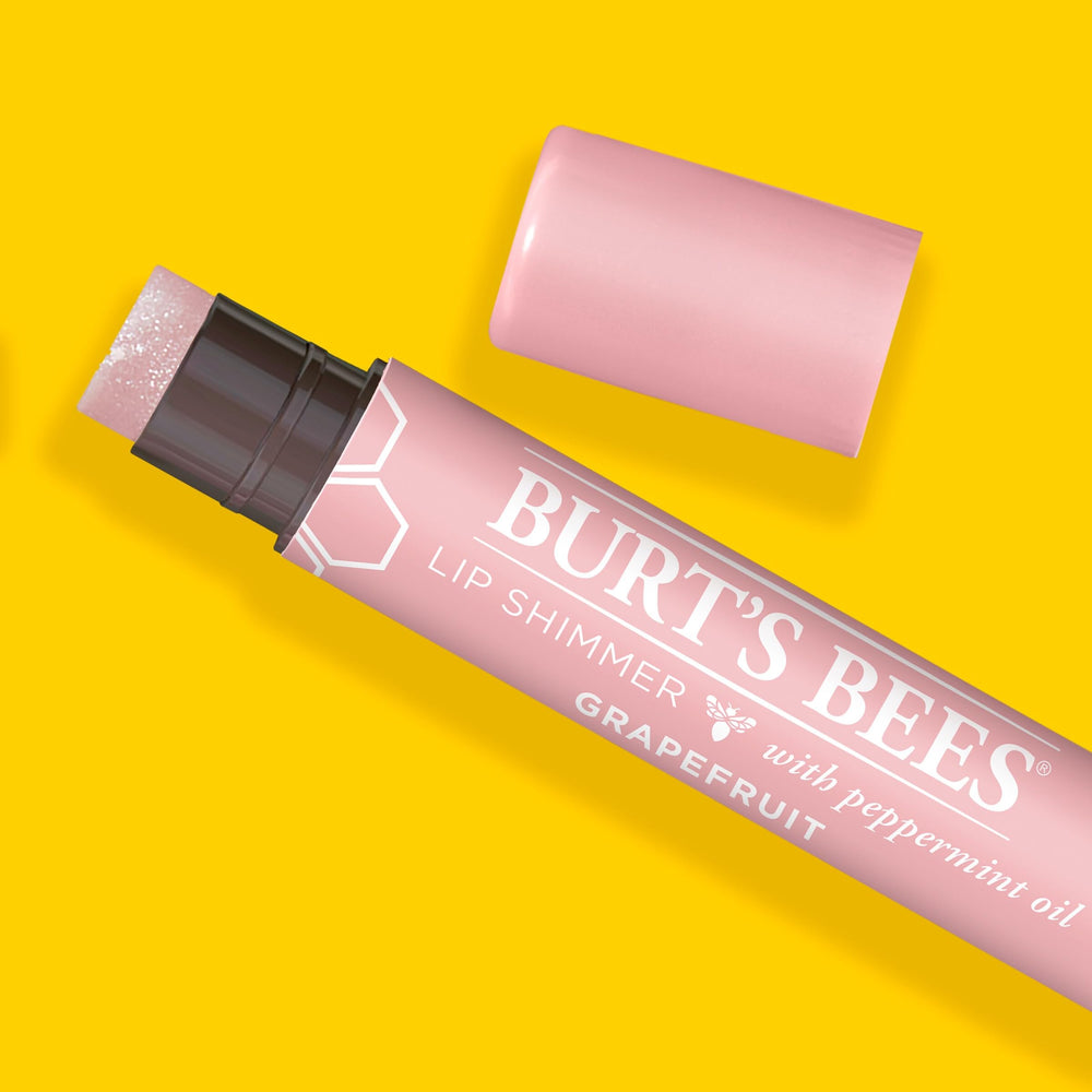 Burt's Bees lip tint next to a coin showing compact travel size