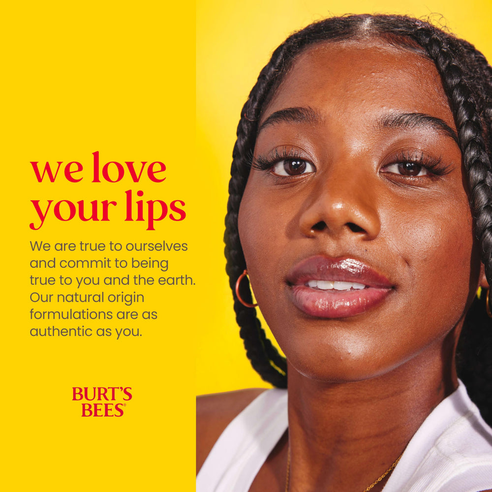 Burt's Bees applying balm to lips for instant soothing and comfort