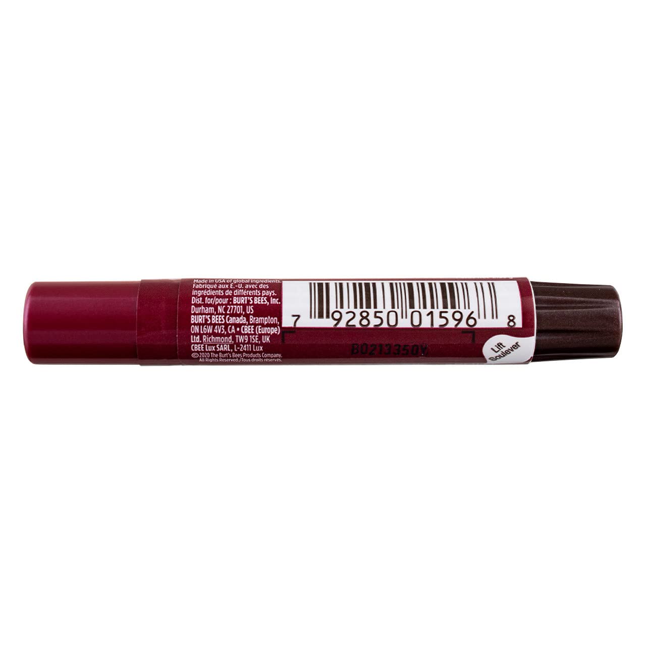 Burt's Bees lip shimmer plum applied on lips in lifestyle scene for natural sheen