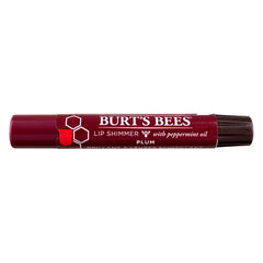 Burt's Bees lip shimmer plum open tube close-up highlighting smooth balm texture