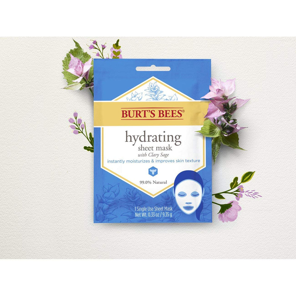 Burt's Bees mask applied to face demonstrating easy five-minute use