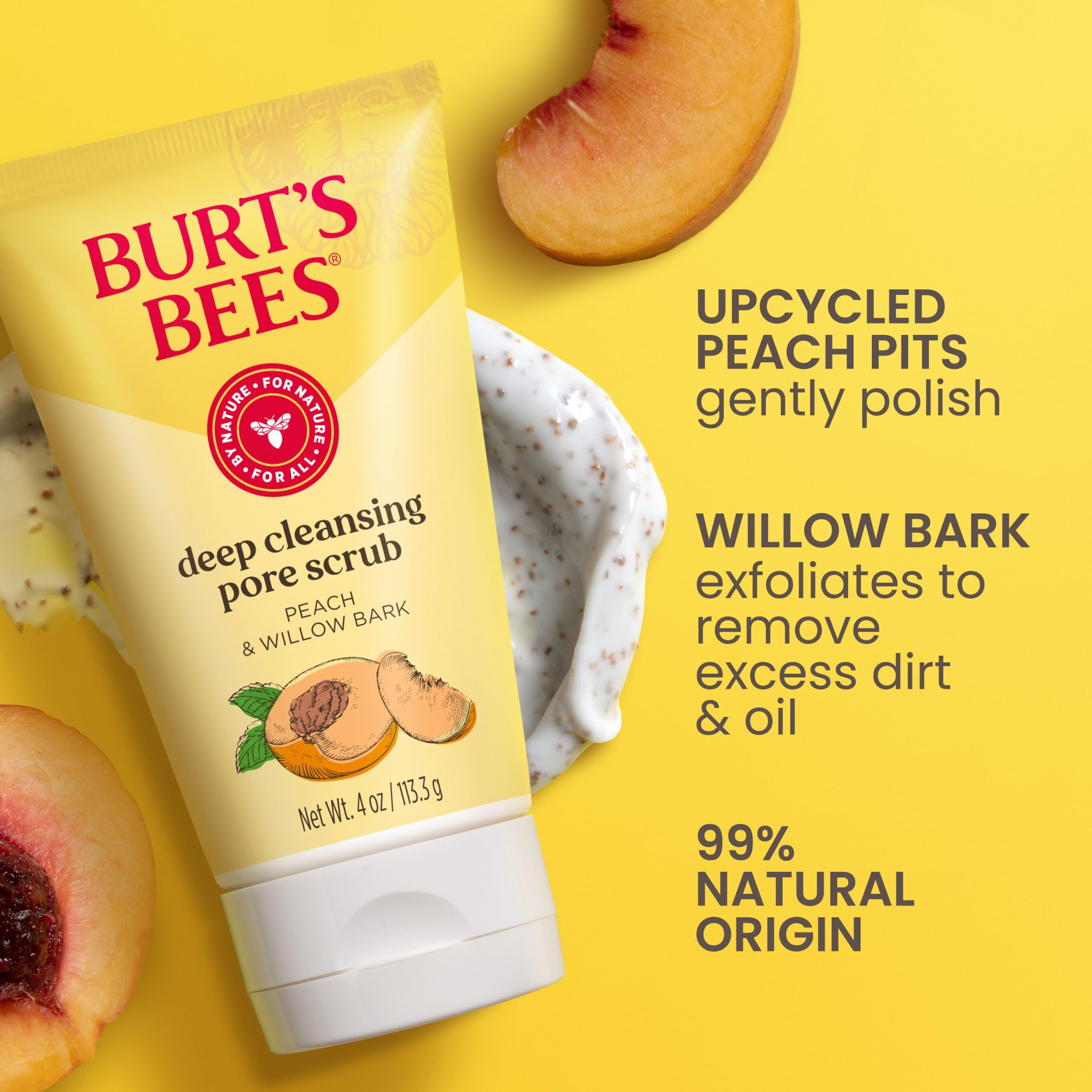 Three Burt's Bees scrub tubes lined up highlighting multipack convenience