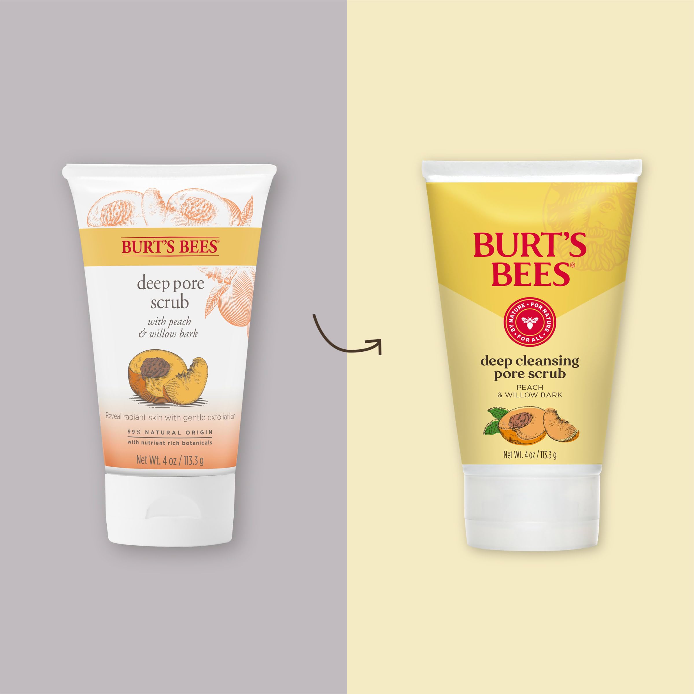 Burt's Bees open tube with creamy scrub texture for gentle exfoliation