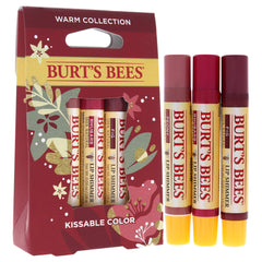 Burt's Bees applied on lips showing Peony shade and natural glossy color boost