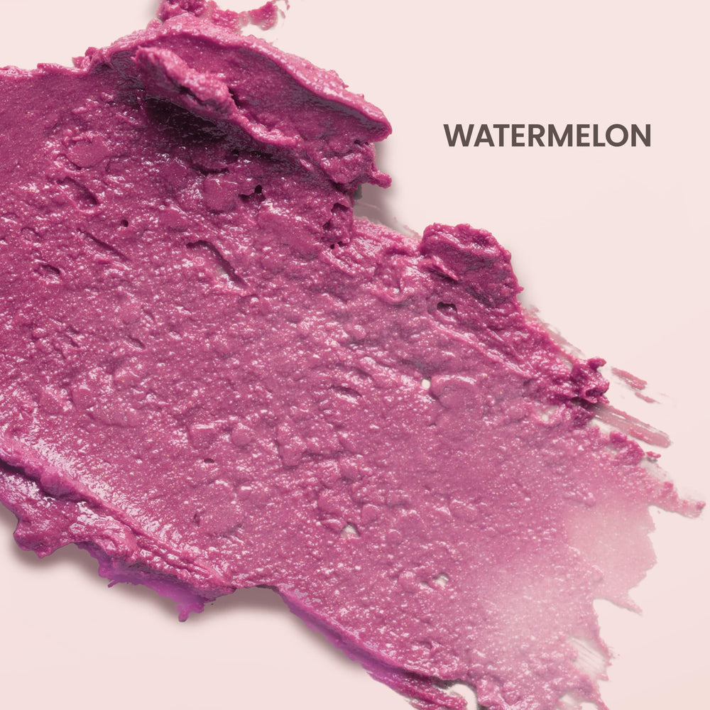 Burt's Bees application on lips displaying buildable watermelon shine