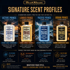 BushKlawz four bottles arranged to display all sampler scents for easy comparison