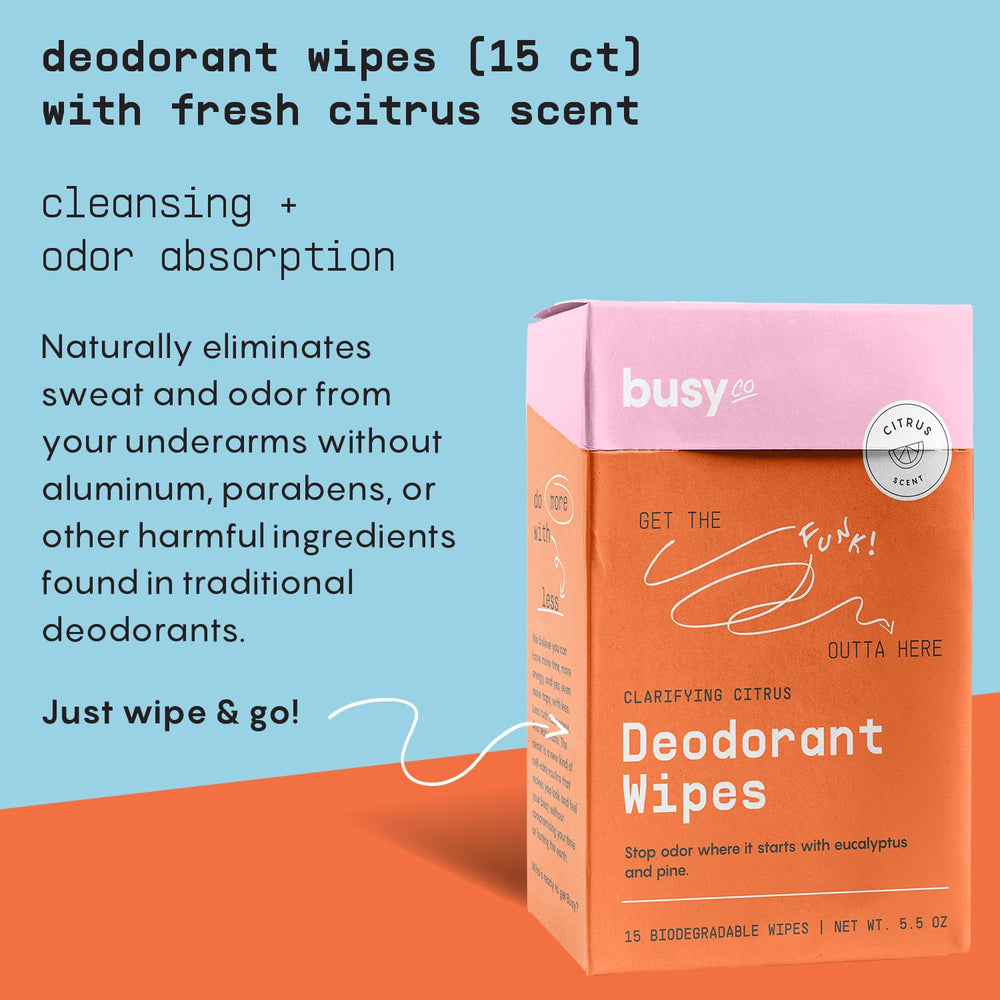 BUSYCO single individually wrapped wipe packet ready for travel convenience