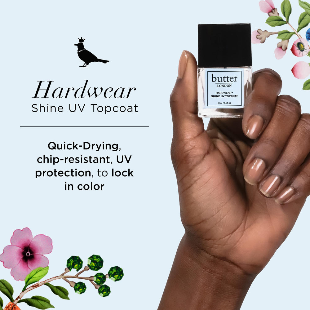 butter LONDON brush applying top coat highlighting smooth application benefit