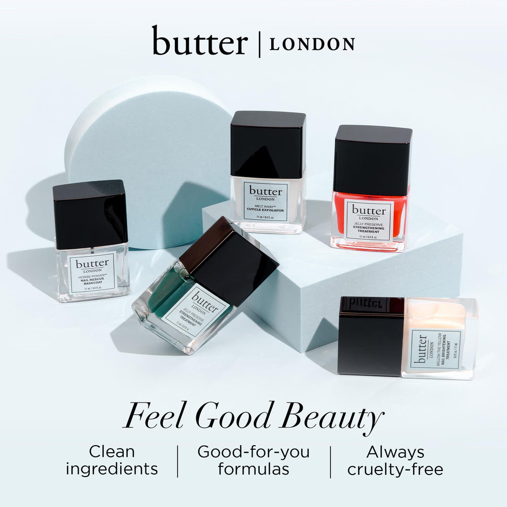 butter LONDON bottle beside ruler showing size and travel-friendly benefit