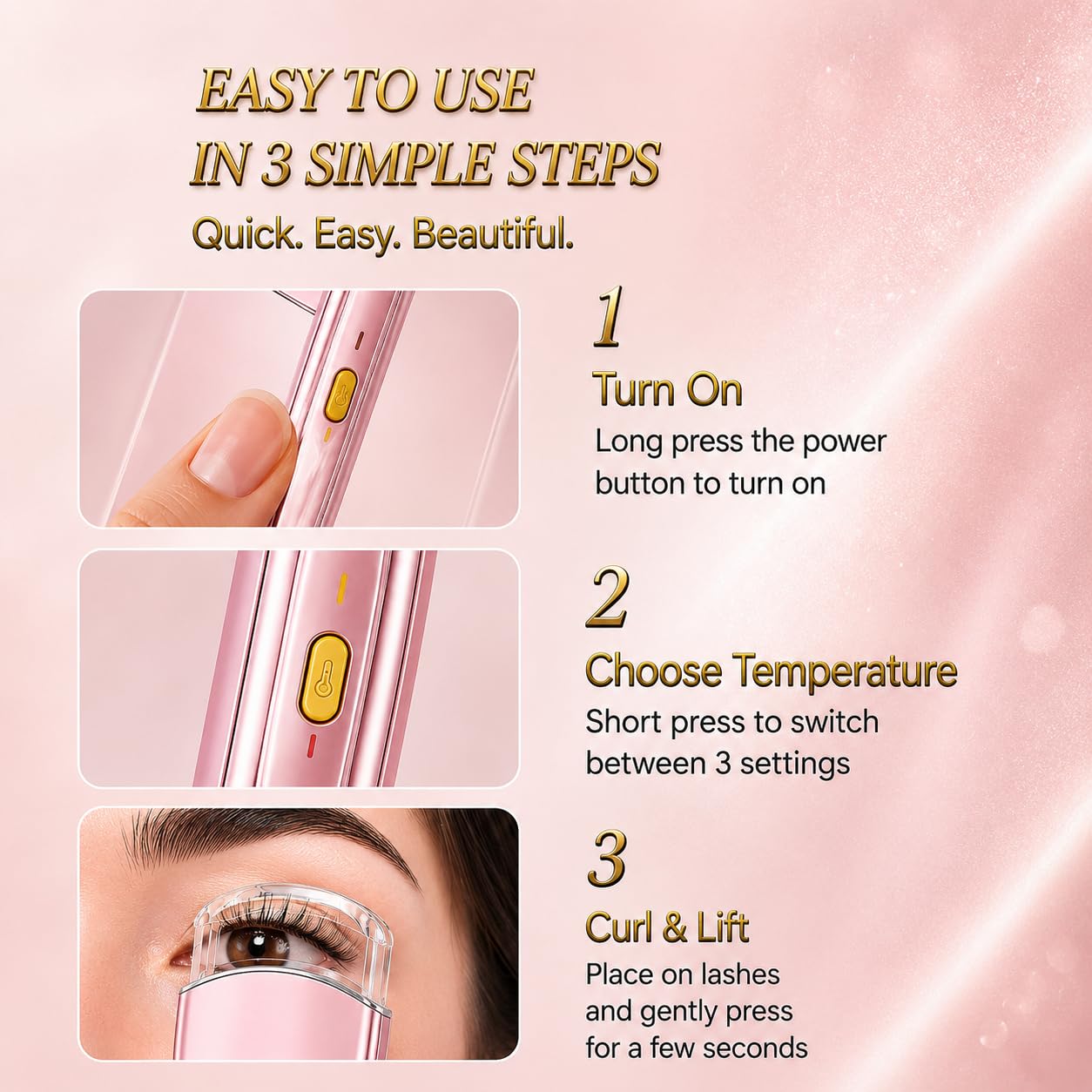 BUV curler brush head detail separating lashes for even curl benefit