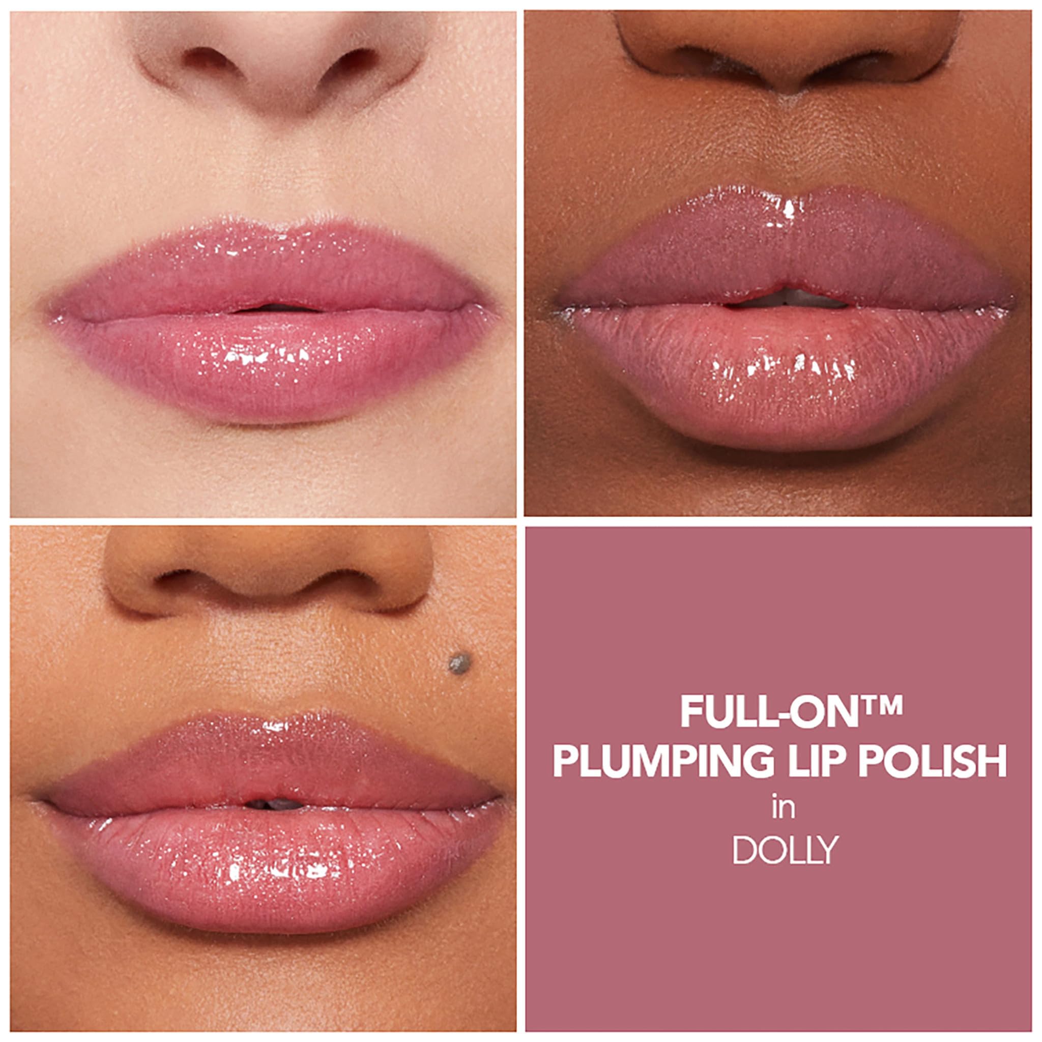 BUXOM Dolly swatch on skin demonstrating shimmer and color payoff