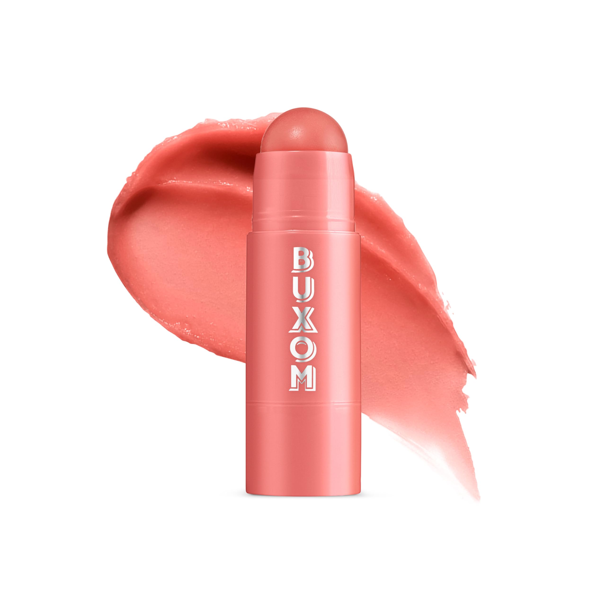 BUXOM Power-Full Plump Tinted Lip Balm First Crush front view showing tube and balm tip for easy application