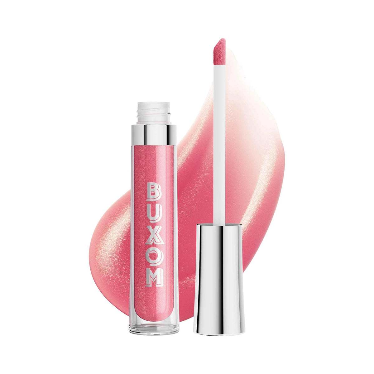 Buxom front tube of Full-On Plumping Lip Polish Clair showing compact, travel-ready size