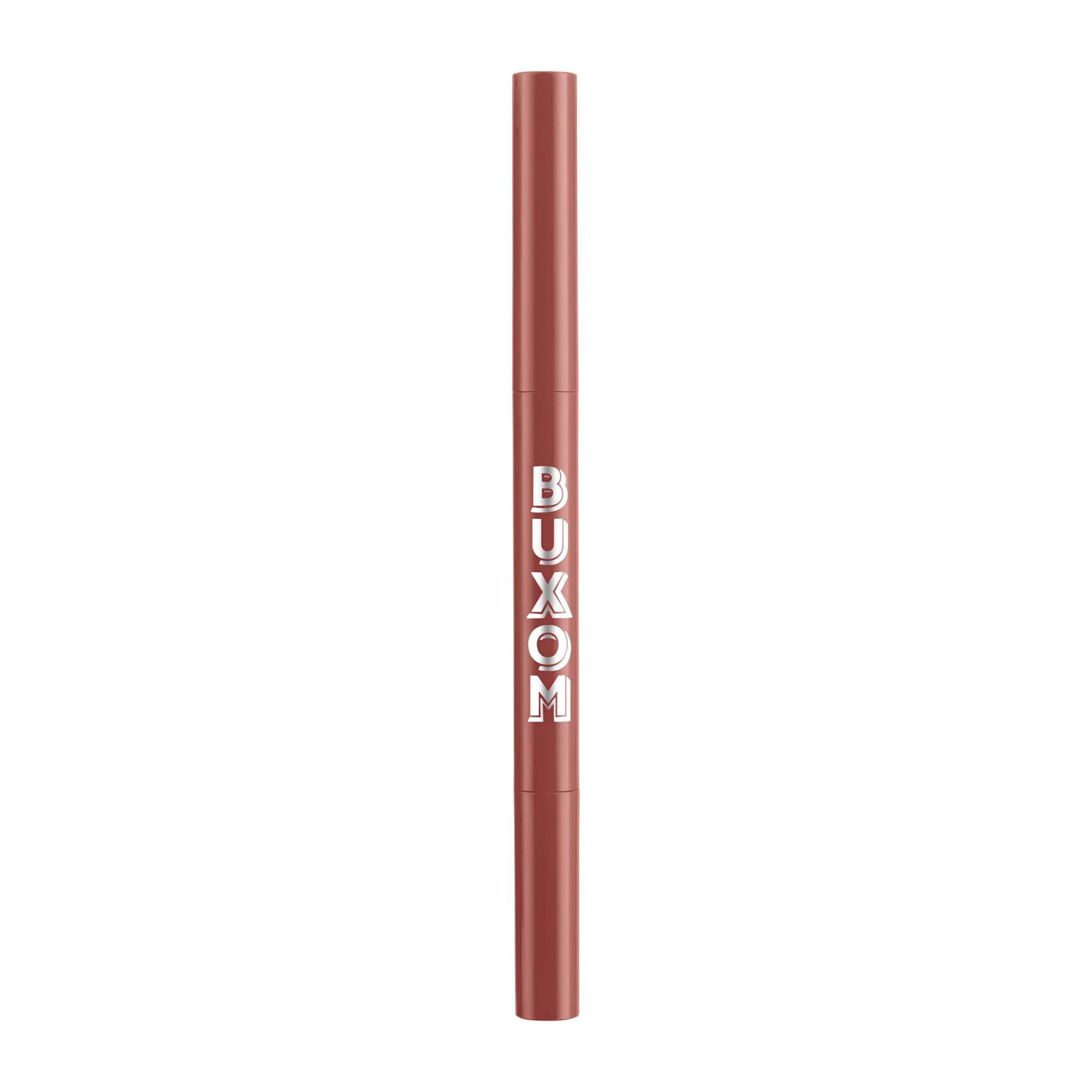Buxom back label close-up listing ingredients and cruelty-free benefit