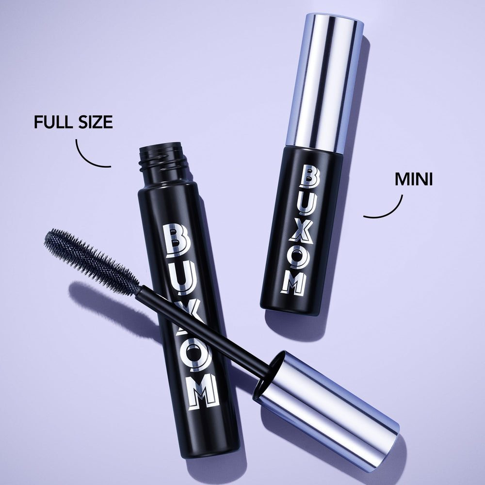 BUXOM tube beside coin showing 0.37 oz size for travel convenience