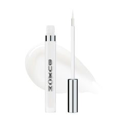 Buxom front view of product showing sleek clear plumping gel packaging and portability