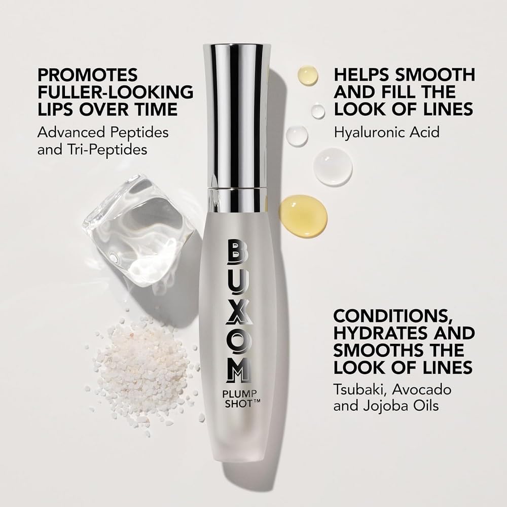 Buxom serum texture on skin showing lightweight hydrating formula and glossy shimmer