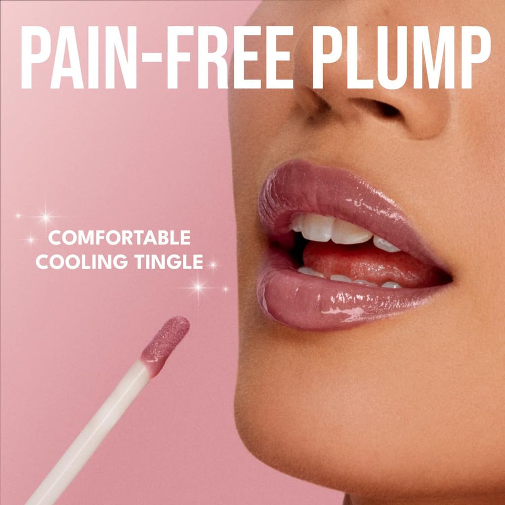 Buxom Ryan gloss on lips displaying fuller-looking, high-shine effect
