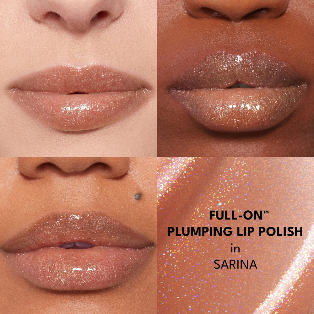 BUXOM Sarina swatch on skin highlighting pearlescent shimmer and true shade