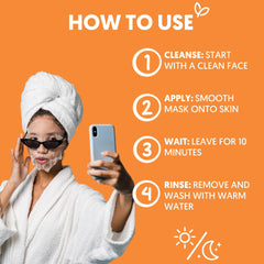 By Nature model wearing mask demonstrating easy at-home use