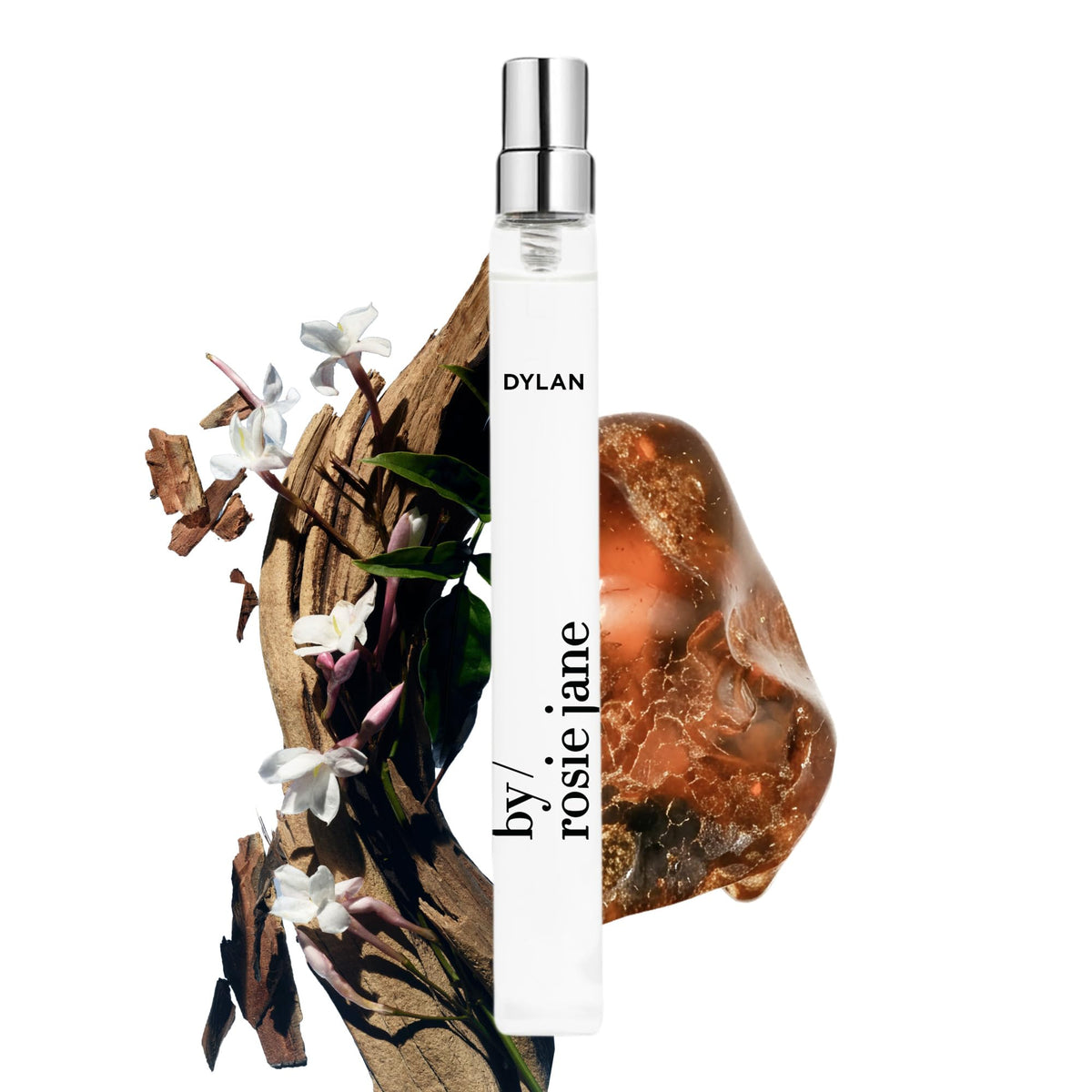 By Rosie Jane travel perfume front packaging showing compact bottle and design for portability