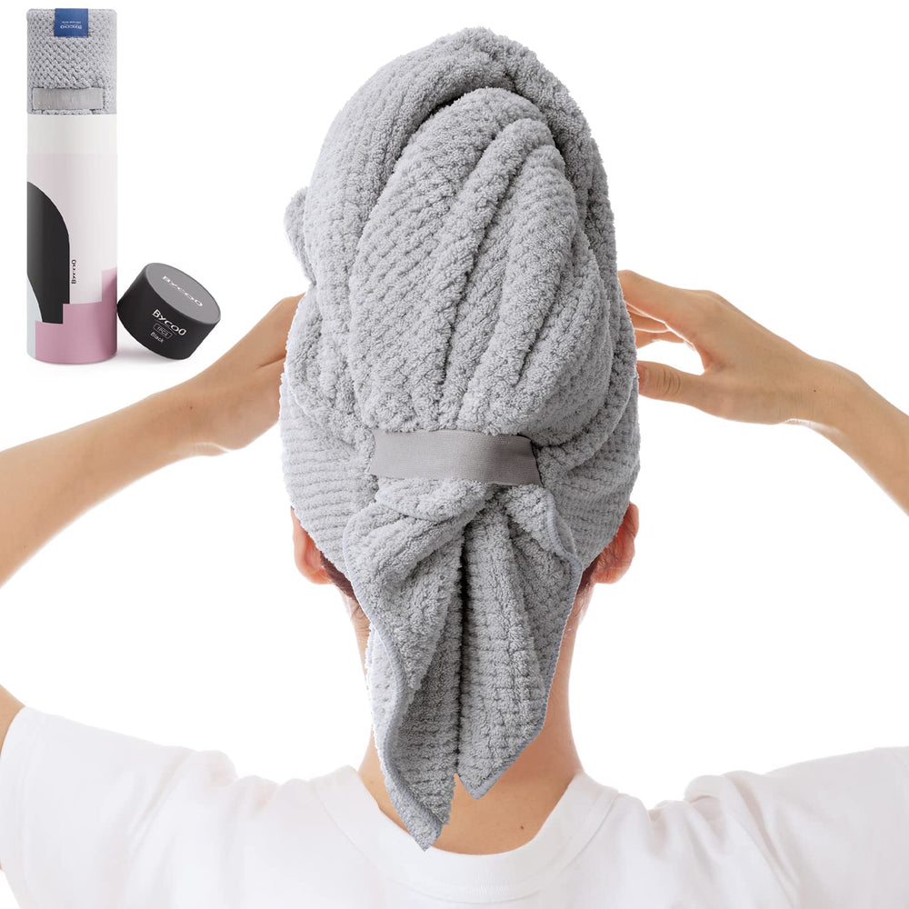 BYCOO front view gray towel showing large size and quick dry benefit