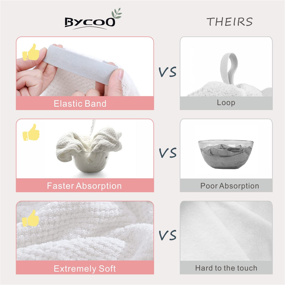 BYCOO wrapped on model with long hair demonstrating secure, hands-free drying