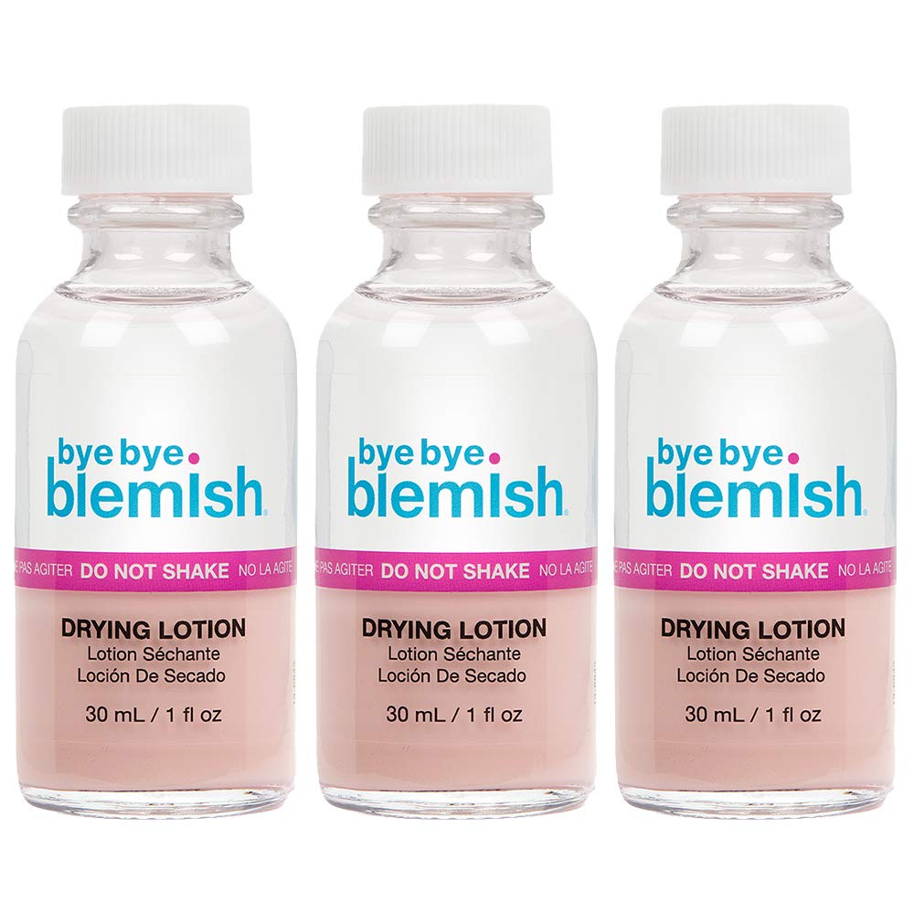 Bye Bye Blemish front packaging showing three 1oz bottles for quick spot treatment