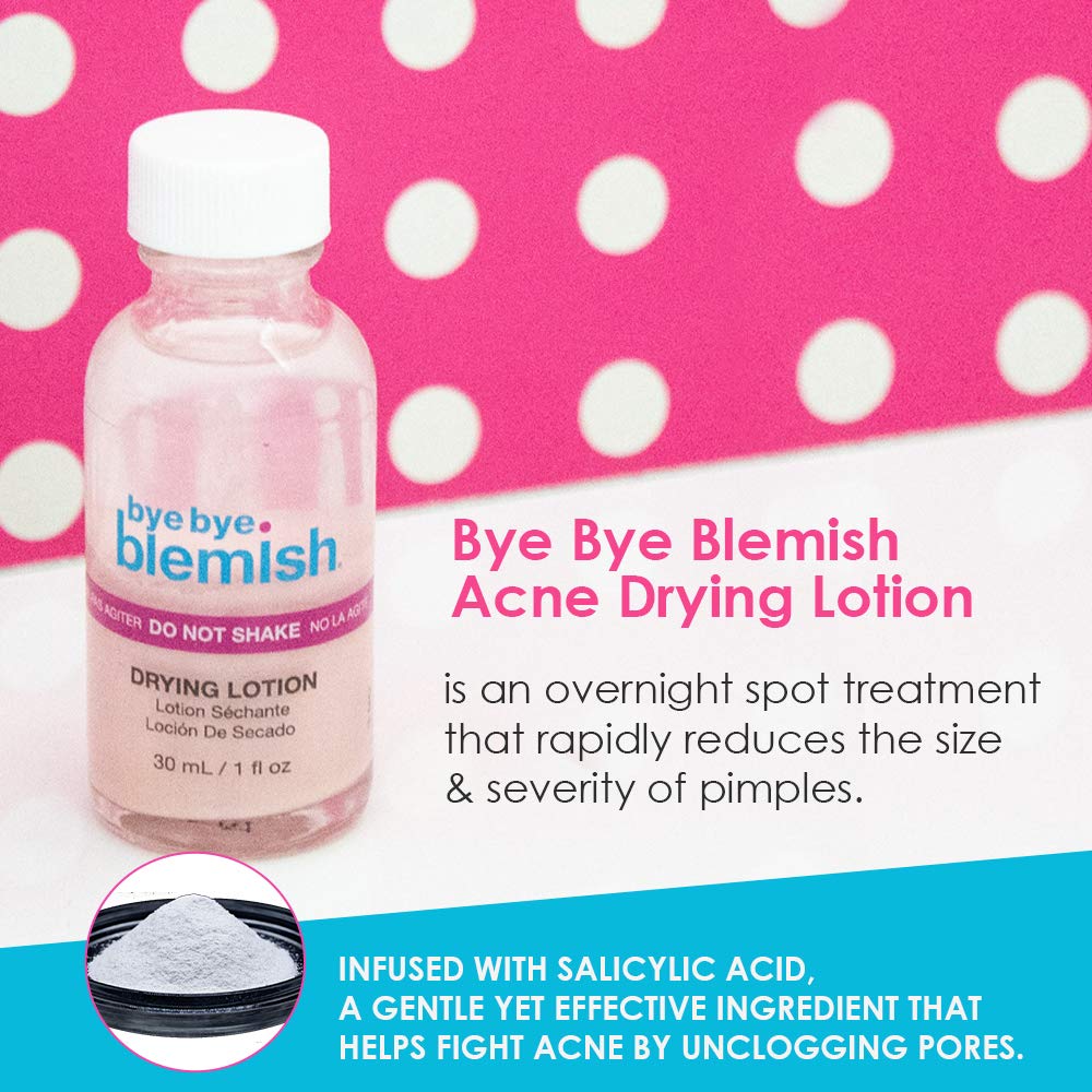 Bye Bye Blemish lotion texture on fingertip showing concentrated drying action