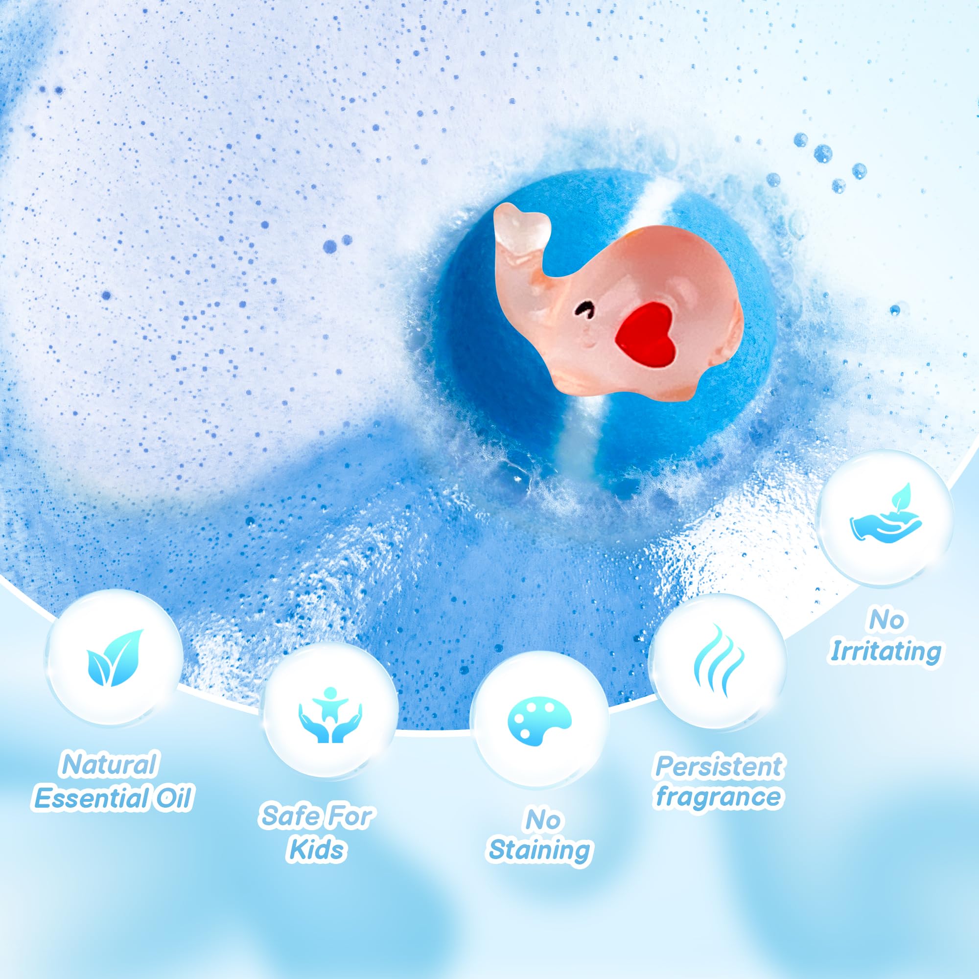 BYGGVIR bath bomb creating bright bubbles and foam in warm tub for playful soak